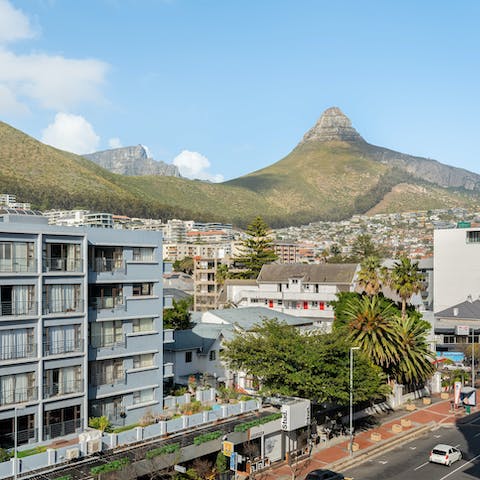 Take in views over Table Mountain from the communal roof terrace