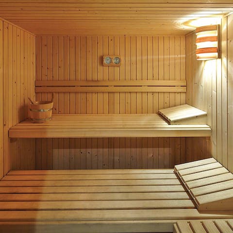 Find your inner zen in the multi-tiered sauna