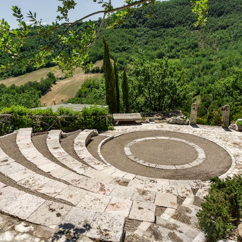 Admire the art-in-nature installations across the grounds