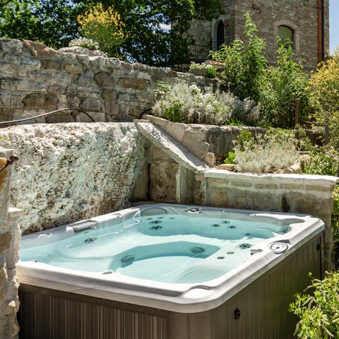 Unwind in the hot tub after a day on the trail