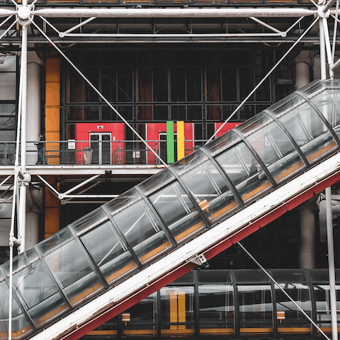 Marvel at the architecture of the Centre Pompidou only a twenty-minute walk from home