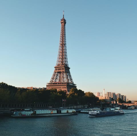 Take the metro to the Eiffel Tower, about twenty minutes away