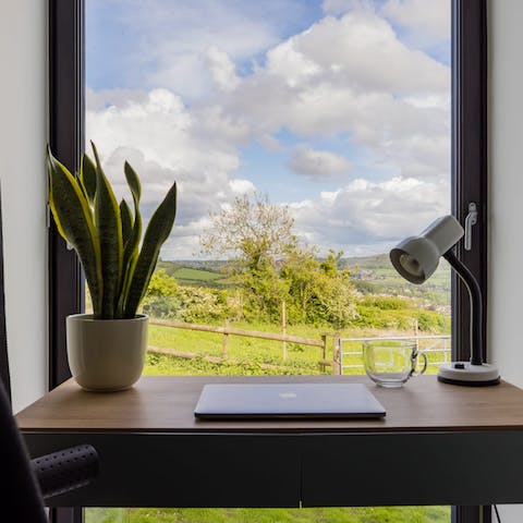 Gaze out across open countryside while you work from home