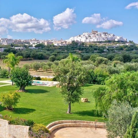 Admire spectacular views of Ostuni, just twenty two minutes away on foot