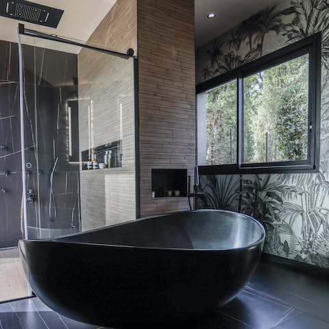 Indulge in the spa-like bathrooms following a day on Pradon Beach