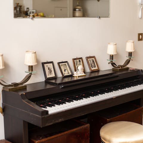 Practise your musical skills on the cabaret-esque piano