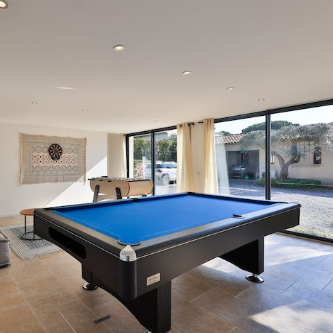 Gather in the games room for billiards or table football