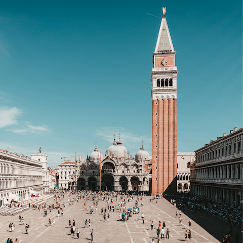 Explore Venice on foot –  St. Mark's Square is a twenty-minute walk away