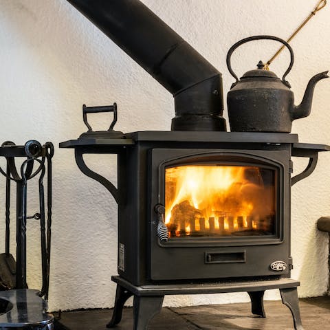 Throw a log in the wood-burning fireplace and toast your feet after a long walk