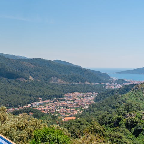Take in sweeping views of the village and sea