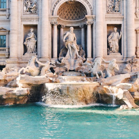 Make a wish by the Trevi Fountain, nine minutes away on foot