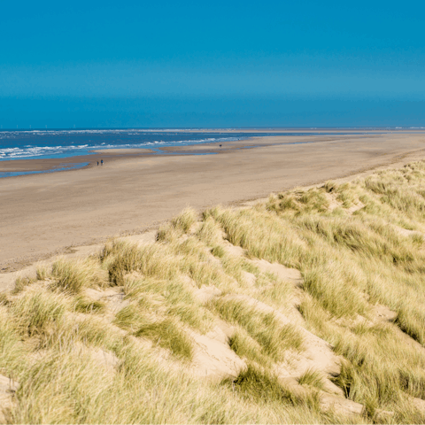 Stroll the shores of the north Norfolk coastline – the beach is just eight miles away