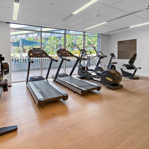 Get your endorphins flowing with a workout in the on-site gym