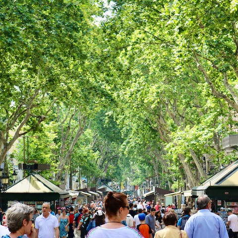 Begin your adventure on Las Ramblas – a short stroll away