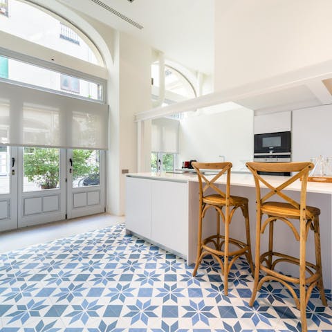 Delight in cooking in the bright, courtyard-facing kitchen