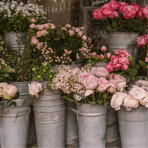 Visit Columbia Road Flower Market, a twenty-minute walk from this home