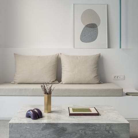 Admire the home's chic, minimalist interiors