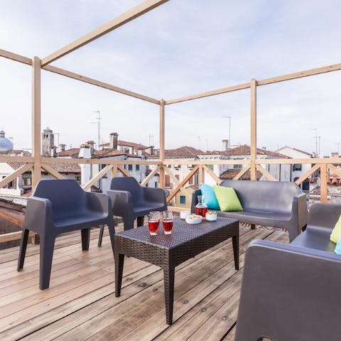 Head up to the apartment's roof terrace and look out for local landmarks