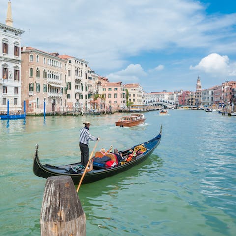 Walk over to the Grand Canal in two minutes and be whisked along the waters by a gondolier
