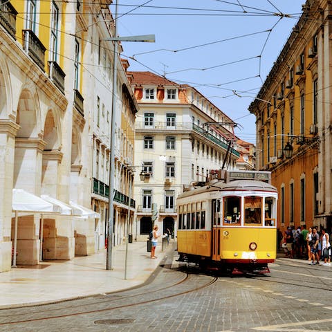 Get a helping hand up Lisbon's hills by hopping on the 28 tram