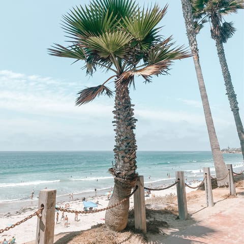 Walk out of the building and straight onto South Mission Beach