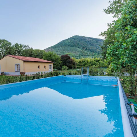Immerse yourself in the spectacular scenery with a swim in the private pool