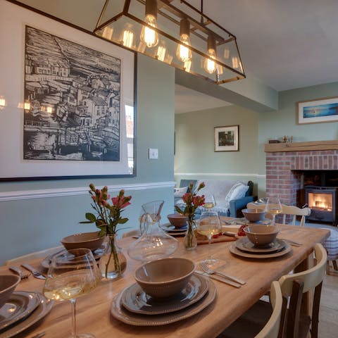 Look forward to home-cooked dinners in the intimate, rustic dining space