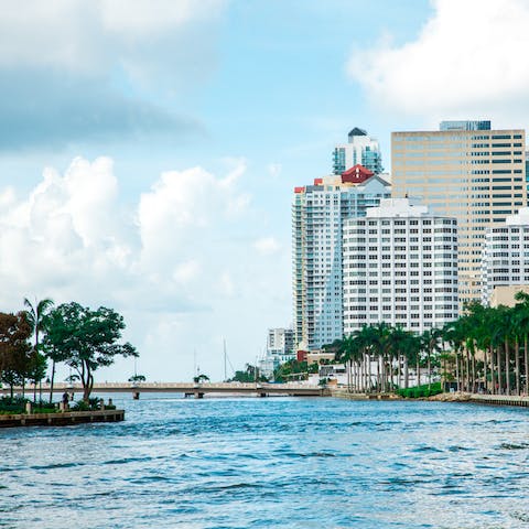 Take morning walks along the lush Collins Canal, a one-minute walk from the apartment