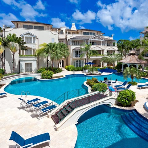 Spend long, hot afternoons cooling off in the communal pool