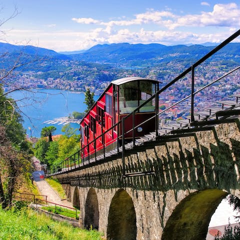 Ascend the Monte Brè Funicular, a fifteen-minute bus ride away