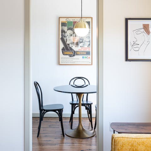 Sip your morning coffee in the home's dining nook