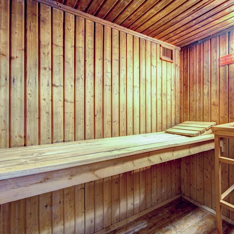 Let any worries melt away in the deluxe sauna