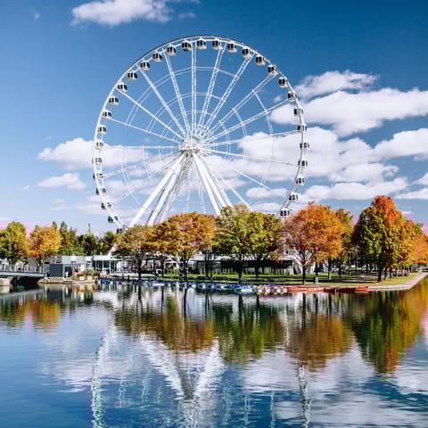 Hire a pedal boat from the Old Port and drift along the St. Lawrence River, a twenty-nine-minute bus ride away