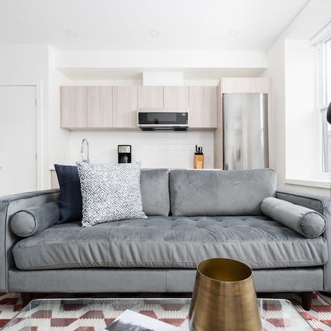Drop your bags and get comfortable in the stylish living space before exploring your neighbourhood