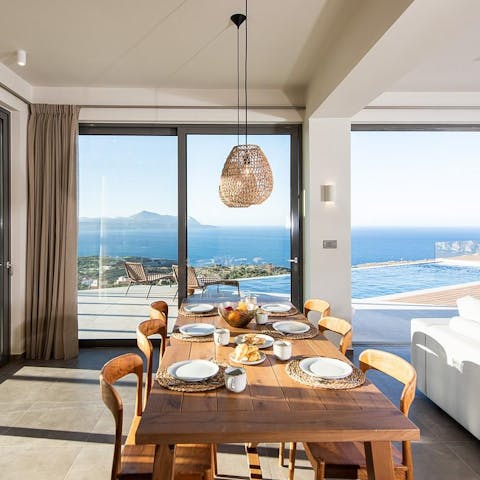 Rustle up a meal in the sleek kitchen and dine together with the ocean as your backdrop