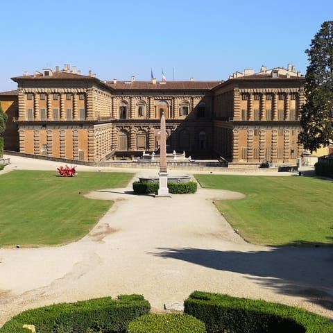 Explore stunning Renaissance architecture in the Pitti Palace and Boboli Gardens - a four-minute walk