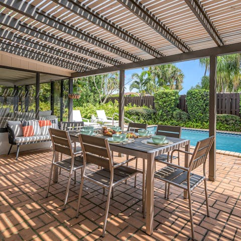 Serve up an all-American feast at the terrace dining area