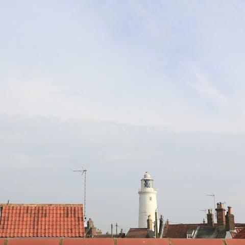 Enjoy a view of Southwold Lighthouse and the sunset from the balcony