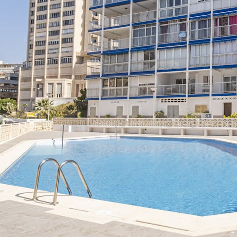 Take a cooling swim in the communal pool