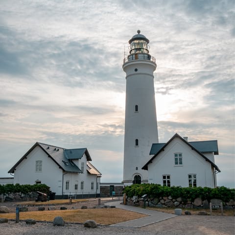 See the Hirtshals Lighthouse, a thirty-minute drive away