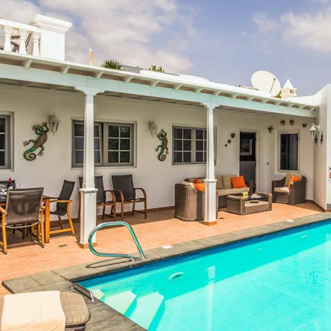 Have a dip in the pool when the Lanzarote sun is at its hottest