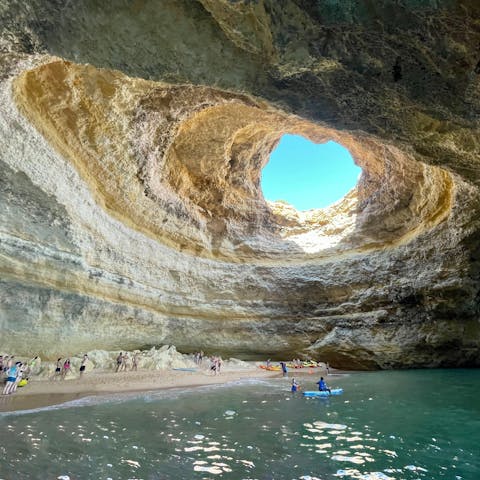 Set off on a sea tour of the awesome Benagil Cave in Carvoeiro, just down the coast