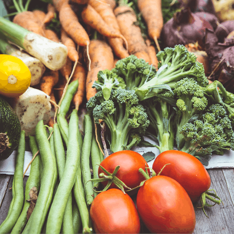 Pick some fresh produce from the site's vegetable garden 