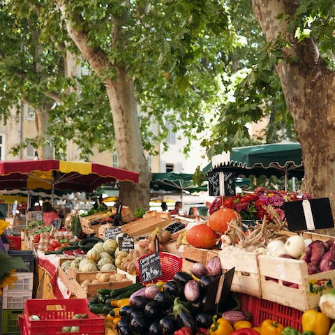 Pick up some fresh ingredients from the weekly market in Labenne
