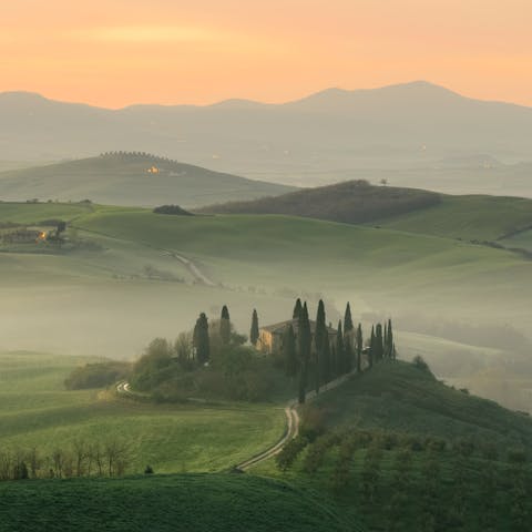 Explore the emblematic landscapes of Tuscany, from gently undulating hills to iconic coasts