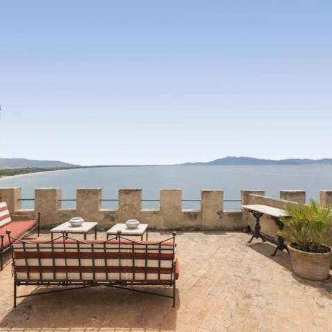 Sit out on one of the lovely terraces and take in the terrific view of the bay and its islands