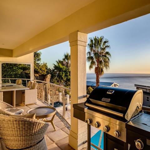 Grill some sizzling meats and vegetables on the BBQ with a glorious view