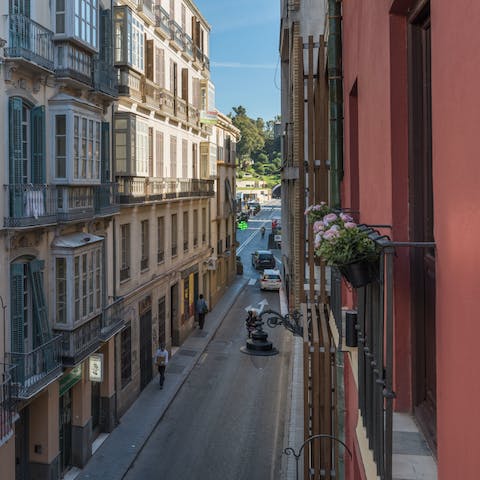 Admire pretty street views of Malaga's historic architecture
