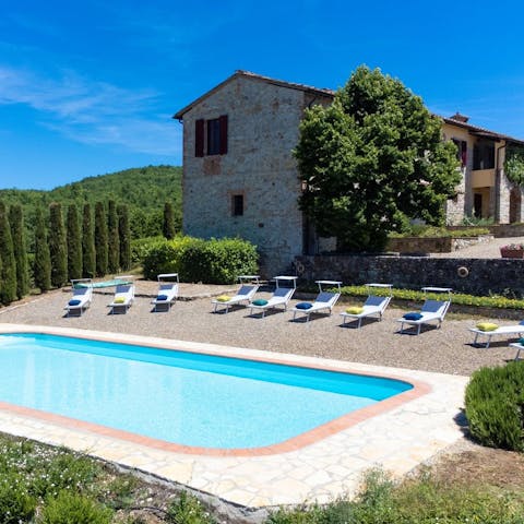 Soak up the Tuscan sun by the large private pool