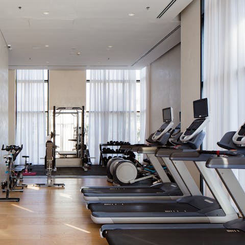 Keep on top of your workout routine in the building's communal gym